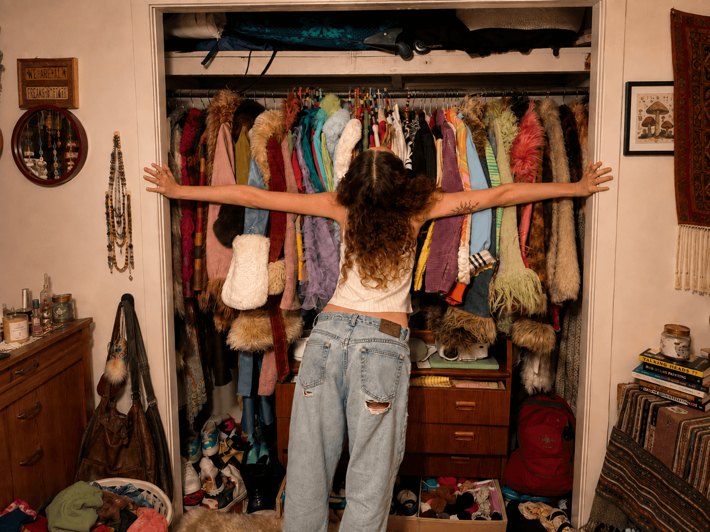 A full clothing rail seen end-on